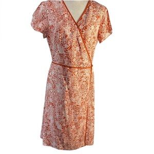 NWOT- Adrianna Papell Floral 
 Wrap Dress in Orange and White